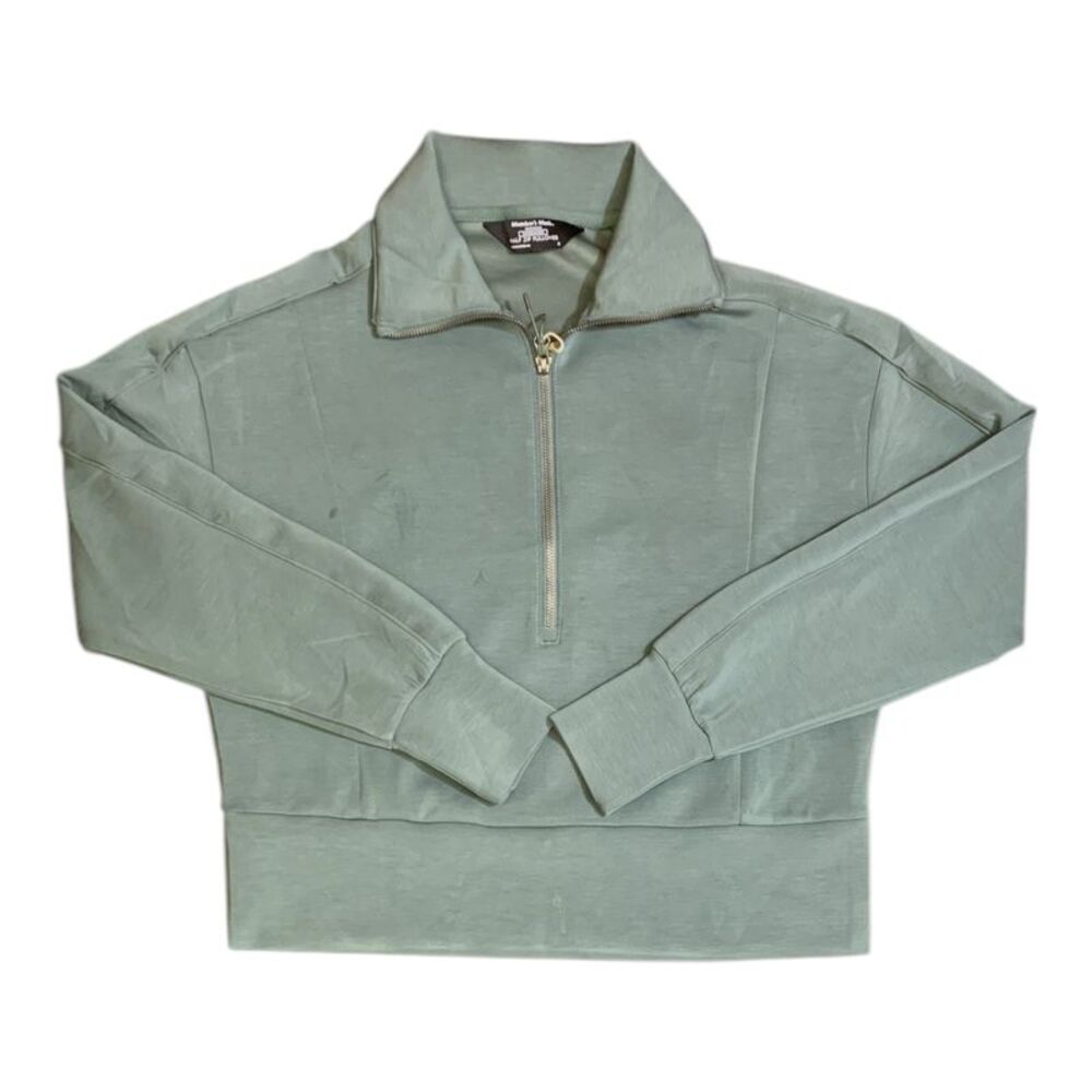 Green - Member's Mark Women's Sandwash Half-Zip Pullover, Long Sleeve, Mock Coll
